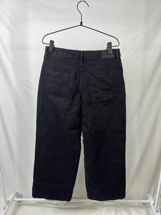 Black Cropped Wide Jeans