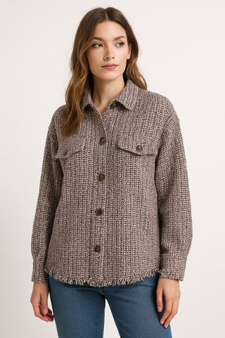 Berry Tweed Button-Up