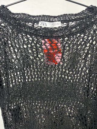 Black Net Knit Blousetop
