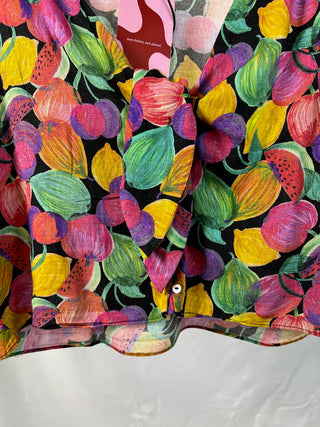 Tropical Fruit Wrap Crop Blouse