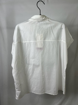 White Embellished Collar Button-up