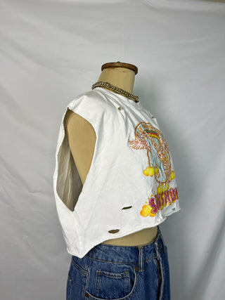 Distressed Pegasus Sunshine Graphic Crop Top