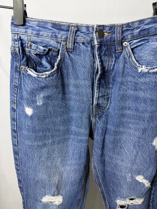 Ripped Straight Mom Jeans