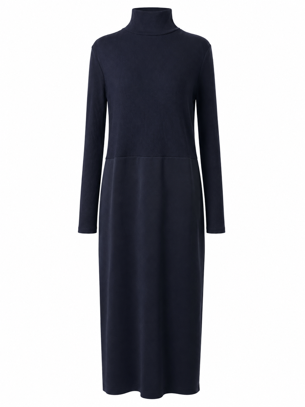 Half Ribbed Turtleneck Dress