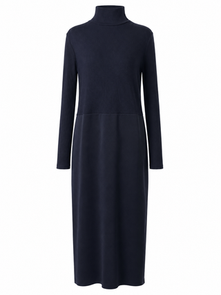 Half Ribbed Turtleneck Dress