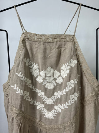 Embroidered Coffee Cami Blouse