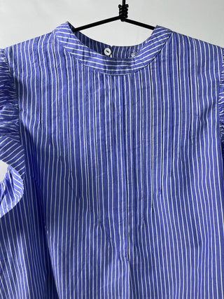 Pinstripe Ruffle Blouse