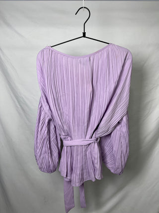 Lilac Pleated Blouse with Belt