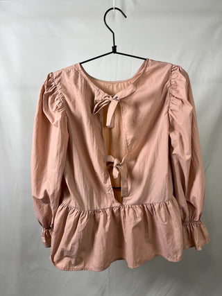 Blush Tie-Back Peplum Blouse