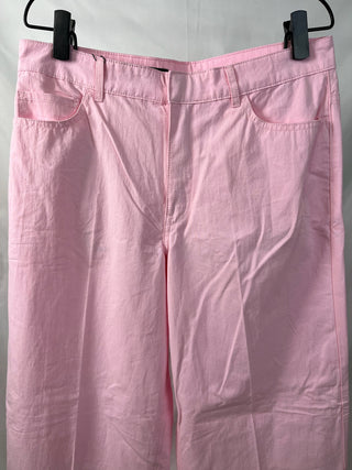 Candy Pink Wide-Leg Cotton Trousers