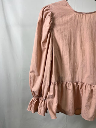 Blush Tie-Back Peplum Blouse