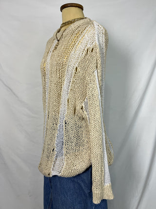 Sand-Wave Knit Slouchy Sweater