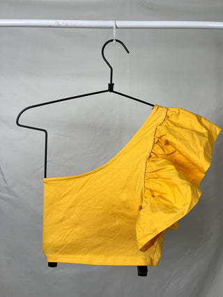 One-Ruffled Yellow CropTop