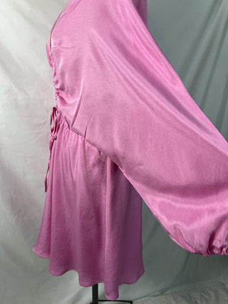 Blush Satin Ruched Mini Dress