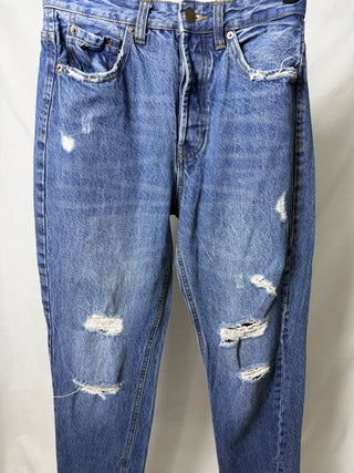 Ripped Straight Mom Jeans