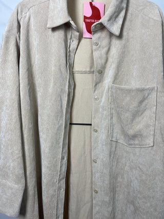 Soft Beige Longline Shirt Jacket