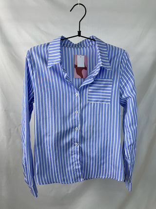 Sky Blue Striped Button-Down Shirt