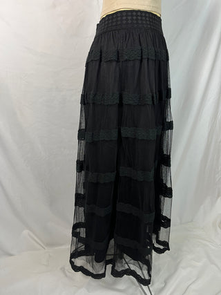 Sheer Lace Tiered Maxi Skirt