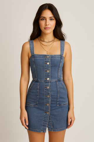 Button Up Mini Denim Dress