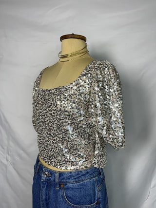 Silver Sequin Blouse