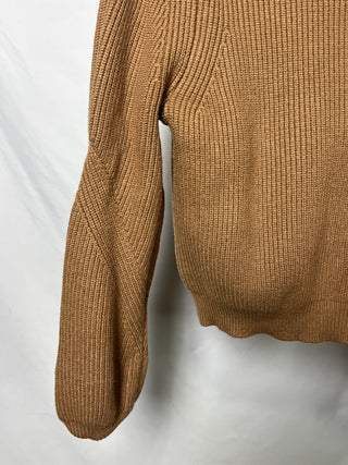 Caramel Ribbed Turtleneck Knit