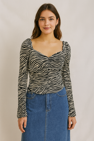 Scrunched Zebra Top