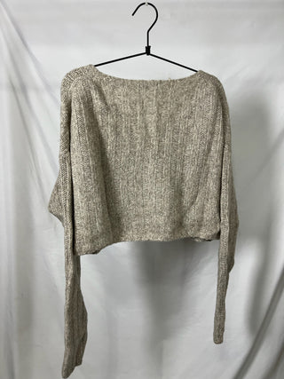 Cropped V-Knit Sweater