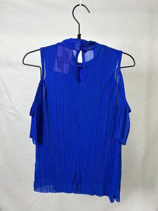 Royal Blue Cold-Shoulder Blouse