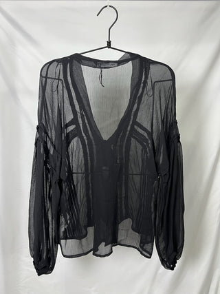 Sheer Ruffle Detail Blouse