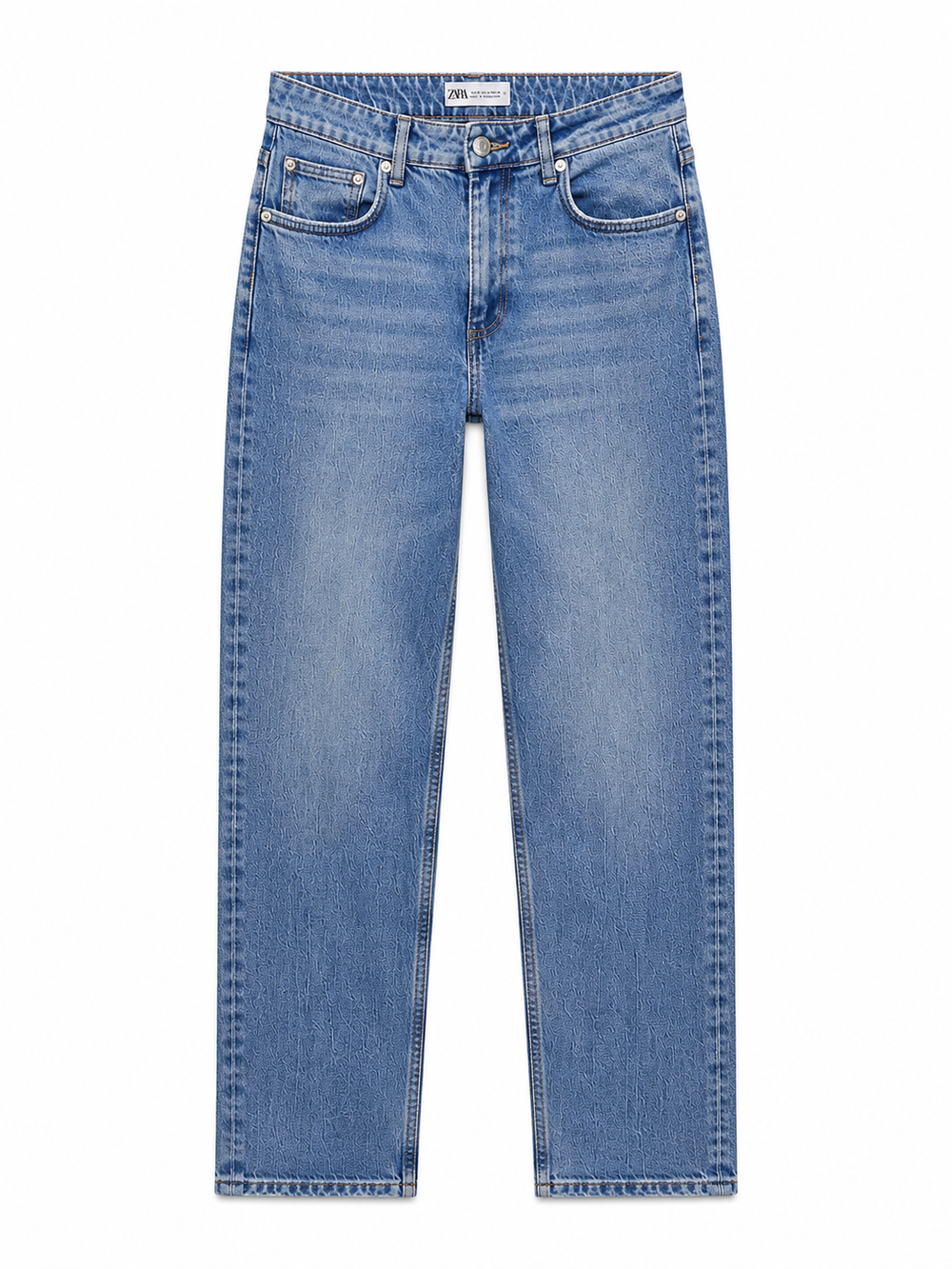 Light Wash Straight-Leg Slit Jeans