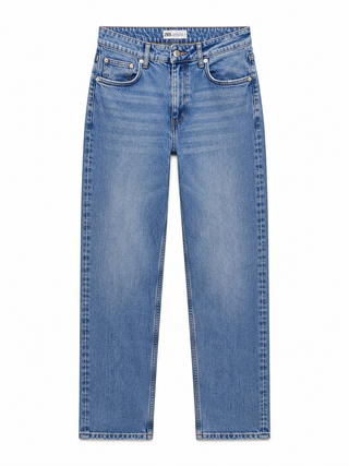Light Wash Straight-Leg Slit Jeans