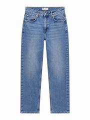 Light Wash Straight-Leg Slit Jeans