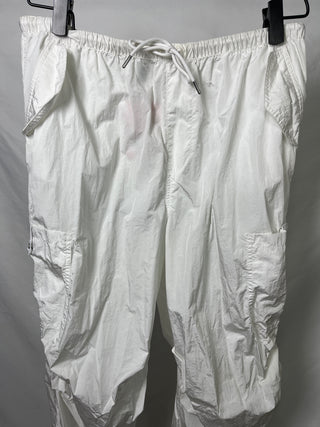 White Cargo Drawstring Pants