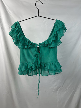 Ruffle Tie-Front Crop Top