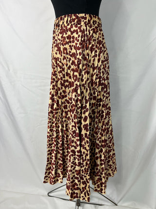 Leopard Pleated Midi Skirt