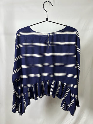 Striped Ruffle Hem Blouse