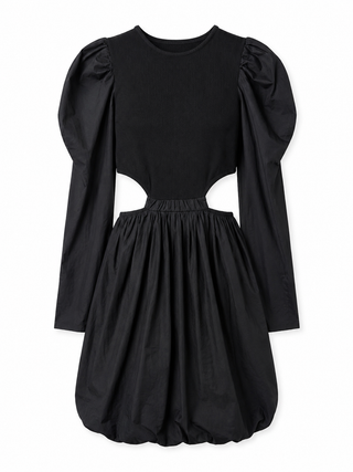 Puff Sleeve Cut-Out Mini Dress