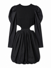 Puff Sleeve Cut-Out Mini Dress