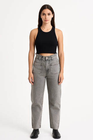 Stone-Wash Paperbag Jeans