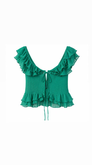 Ruffle Tie-Front Crop Top