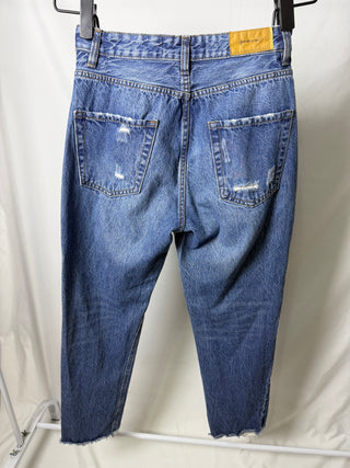 Ripped Straight Mom Jeans