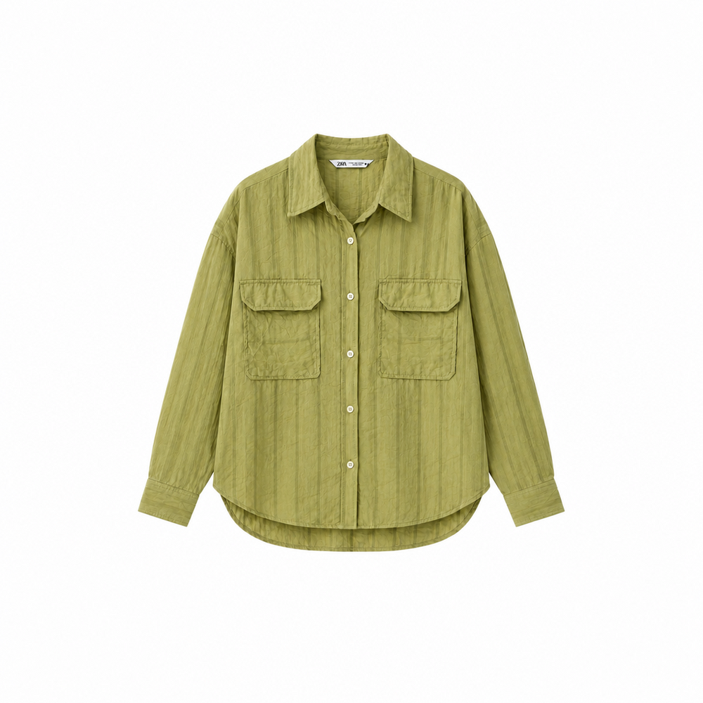 Olive Sheer Pocket Shirt