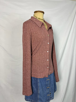 Chill Girl Ribbed Button-Up