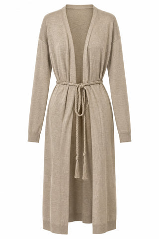 Beige Belted Cardigan