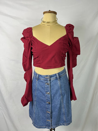 Ruffled Cropped Blouse
