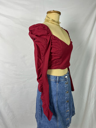 Ruffled Cropped Blouse