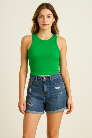Rolled Distressed Shorts