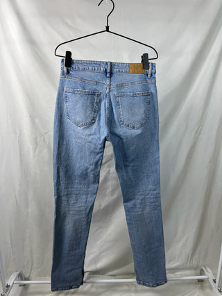 Light Wash Straight-Leg Slit Jeans