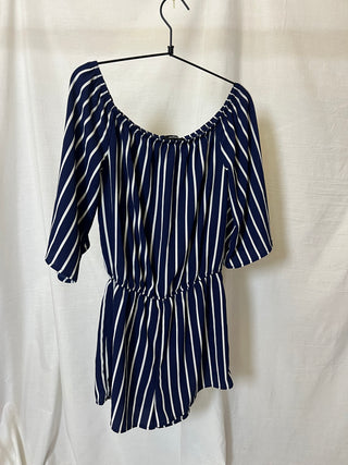 Navy Striped Romper Dress