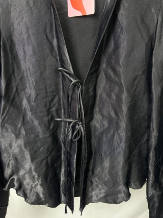 Satin Tie Black Blouse